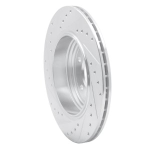 BMW 528I Brake Rotor (1) - Rear Right - R1 Concepts - Drilled & Slotted - Silver - `04-`10